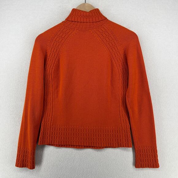 REAL CLOTHES Sweater Womens P Petite Wool Turtleneck SAKS FIFTH AVENUE Orange HK - Picture 4 of 13